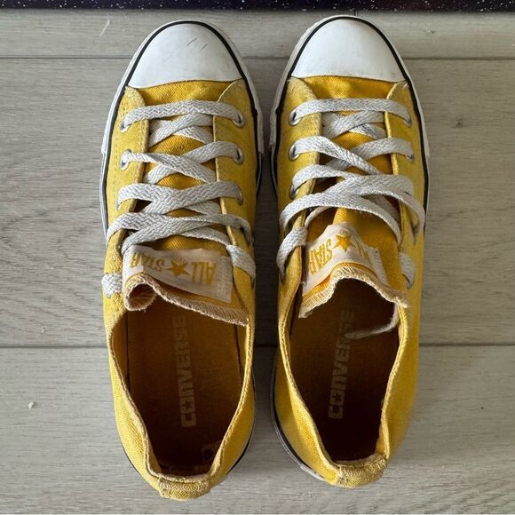 Vintage Converse All Stars Yellow Low Sneakers Women Sz 6 Grunge Skate - Picture 5 of 12